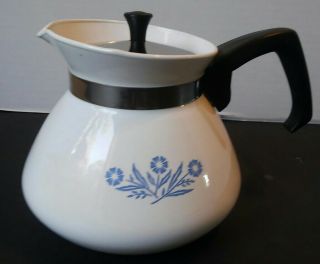 Vintage Corning Ware Tea Pot Blue Cornflower W/snap Lid 6 Cups