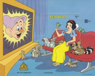 (67954) Antigua Redonda Mnh Disney Snow White Minisheet 1987 Unmounted
