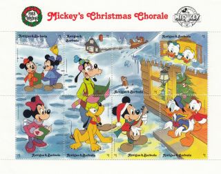 (74388) Antigua Barbuda Mnh Disney Mickeys Christmas Chorale 1988 Unmounted