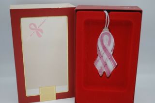 Lenox Crystal Gift Of Knowledge Pink Breast Cancer Ribbon Ornament 6396287 Mib