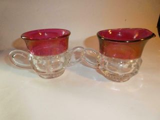 Vintage Tiffin Ruby Thumbprint Kings Crown Sugar Bowl & Creamer Set