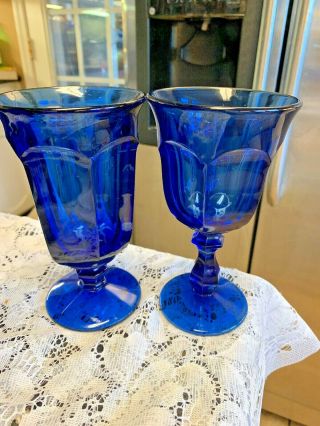 Imperial Old Williamsburg Cobalt Blue Tea & Water Goblets