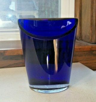 Mid Century Modern Mcm Dark Blue Vase 7 3/4 " H Italian ? Circa 1960s ?