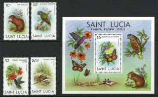 St Lucia 1981,  Wildlife Sg571/4 & Ms575 Mnh