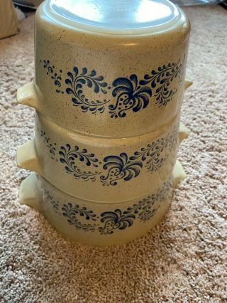 Set Of 3 Vintage Pyrex Homestead Cinderella Nesting Mixing Bowls Thanksgiving
