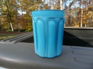 Scarce Consolidated Blue Cased Glass Bulging Loops Tumbler / Circa 1890 