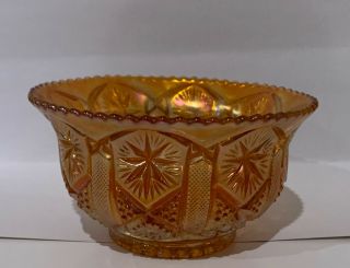 Vintage Iridescent Marigold Pressed Carnival Glass Candy Dish/bowl