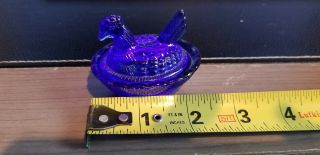 Vintage Cobalt Blue Mini Glass Hen Rooster On Nest Covered Dish