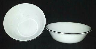Set Of 2 Corelle Nouveau Coupe Cereal Bowls White With Black Trim 6 1/4 " Excelle
