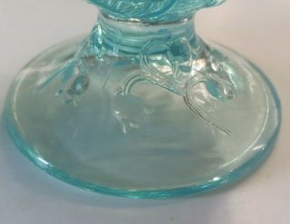 Pair (2) of Fenton (?) Antique C:1940 ' s Turquoise & Opalescent Glasses / Vases? 3
