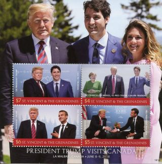 St Vincent & Grenadines 2018 Mnh Donald Trump Canada Trudeau Macron 4v Ms Stamps