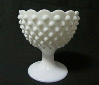 Fenton Art Glass Hobnail Goblet White Milk Glass Scalloped Edge