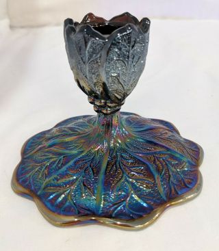 Vintage Imperial Carnival Glass Amethyst Acanthus Leaf Candle Holder