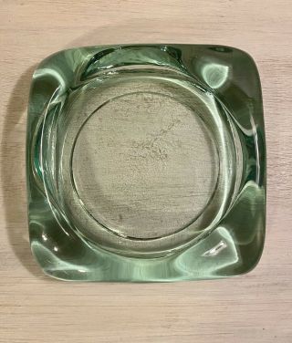 Vintage Mid Century Modern Hand Blown Green Glass Ash Tray/dish