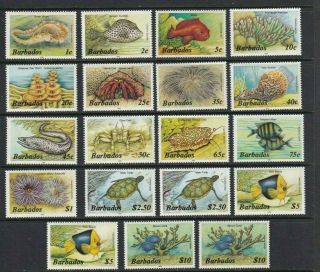 Barbados 1985 - 86 Marine Life Mnh Top Values With And Without Date Imprint