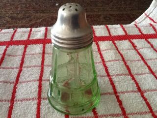 Single Vintage Green Depression Glass Salt Or Pepper Shaker