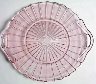 Jeannette Sierra Pinwheel 12 " Handled Tray Cake Plate Depression Glass Pink