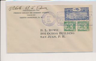 Lm90980 Dominicana 1928 To San Juan Air Mail 1st Flight Cover