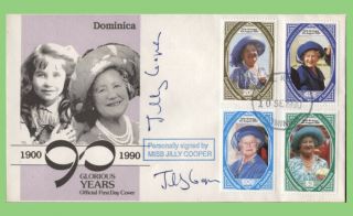 Dominica 1990 Queen Mother First Day Cover,  Signed Jilly Cooper (author/journali