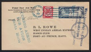 First Flight Cvr,  Dominican Republic To Port - Au - Prince,  Haiti,  1927,  Pilot - Signed