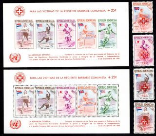 Dominican Republic 1957 4 Blocks Of Stamps Mi Bl.  5 - 6,  569 - 76 A,  B Mnh/mh Cv=90.  5€