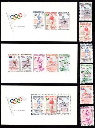 Dominican Republic 1957 4 Blocks Of Stamps Mi Bl.  3 - 4,  560 - 67 A,  B Mnh/mh Cv=23.  7€