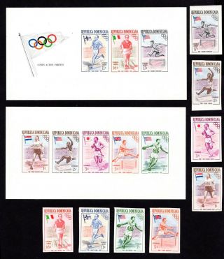Dominican Republic 1957 4 Blocks Of Stamps Mi Bl.  3 - 4,  560 - 67 A,  B Mnh/mh Cv=28.  7€