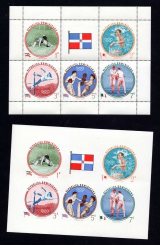Dominican Republic 1960 4 Blocks Of Stamps Mi Bl.  25 - 26,  724 - 31 A,  B Mnh Cv=15€