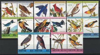 Nevis 1985,  Birds I And Ii Set 16v,  8 Pairs,  Vf Mnh,  Mi 252 - 59,  268 - 75 Cat 14€