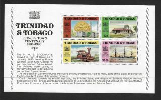1980 Trinidad & Tobago Centenary Of Princes Town Minisheet Sg Ms559 Mnh