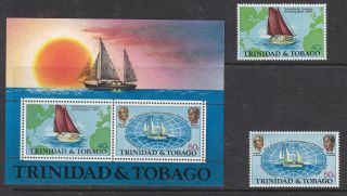 Trinidad And Tobago 1974 World Voyage Set Mnh And Mini Sheet Mh