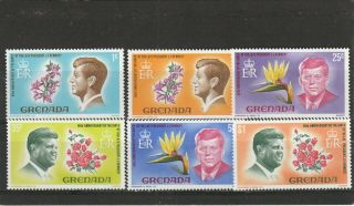 Grenada - 1968 Mnh Sg277 - 282 50th Birth Anniv Pres Kennedy & Flowers