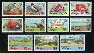 Redonda 1979 First Definitive Set Overprints Uninhabited Caribbean Island 1 - 11