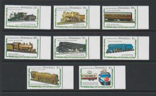 Dominica 1992 Mnh Full Set Railway Trains Steam Locomotives Carriages Elec