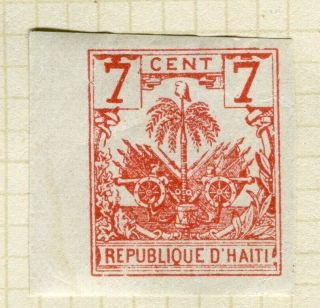 Haiti; Early 1890s Palm Tree Imperf Hinged 7c.  Trial Print On White Paper ?