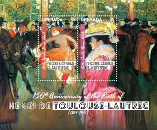 Grenada - 2014 - Art - Painting - 150th Anniversary Of The Birth Of Toulouse Lautrec