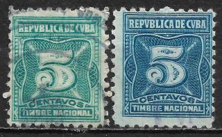 1cuba Revenue Timbre Nacional 2 Stamps