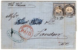 1875 German Offices In Turkey Cover To London - Constantinople Cancel - Scarce