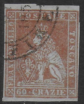 Italian States/toscane Stamps 1851 Yv 9 Canc Vf Cat Value $18000