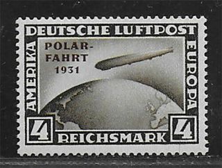 Dt.  Reich 4 M.  Zeppelin Polarfahrt 1931 Mnh Signed Cv $ 2.  760.  -