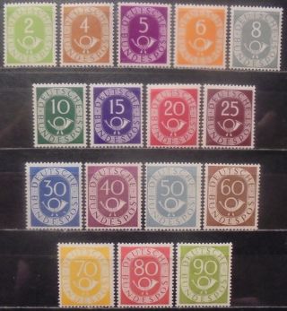 Germany (west) 1951 - 52 Posthorn & Numeral,  Complete Set Of 16 Vlmh