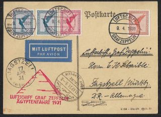 Zeppelin Germany Round Flight Via Egypt On Board Cancels Cover 1931