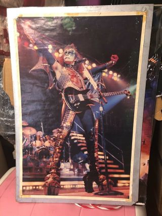Kiss Poster Vintage 1977 Gene Simmons Aucoin.  Alive Ll 22  X34