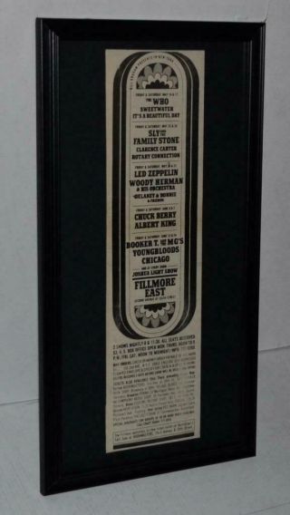 Led Zeppelin 1969 The Who Chuck Berry Fillmore East Concert Promotional Ad