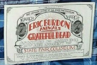 Eric Burdon & The Animals & Grateful Dead Concert Poster March 1968 Lmtd Edition