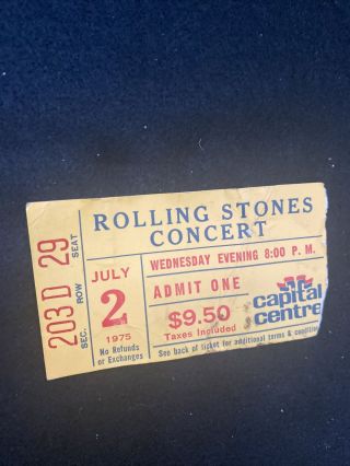 Vintage Rolling Stones Ticket Stub Circa 1975