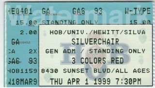 Silverchair 1999 Concert Ticket Stub House Of Blues West Hollywood Daniel Johns