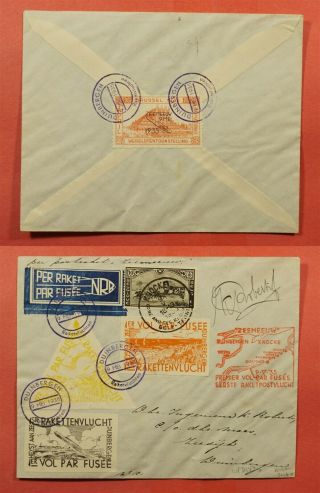 1935 Belgium Rocket Mail Cover W/3a4 On Back Ez 3c1a Ex Al Barnes