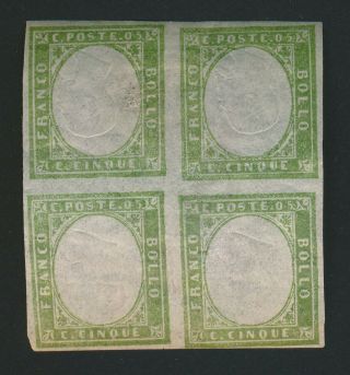 Sardinia Stamps 1862 Veii 5c Inverted Head Block 4 Mng,  Italian State