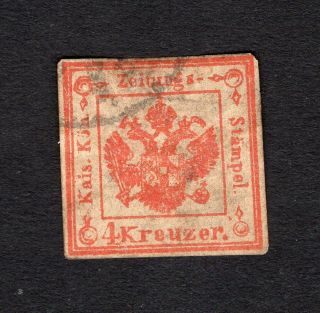 Austrian Lombardy - Venetia 1858 Stamp Mi Newspaper 3 Rrr Cv=3200€
